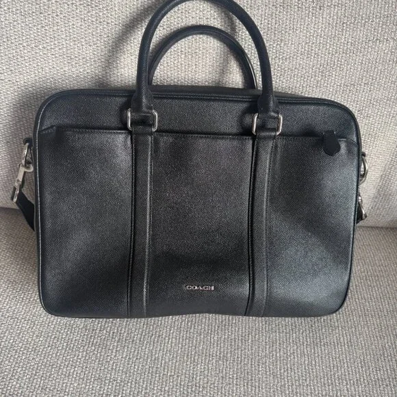 Coach Pebble Leather Briefcase Black - Picture 5 of 5